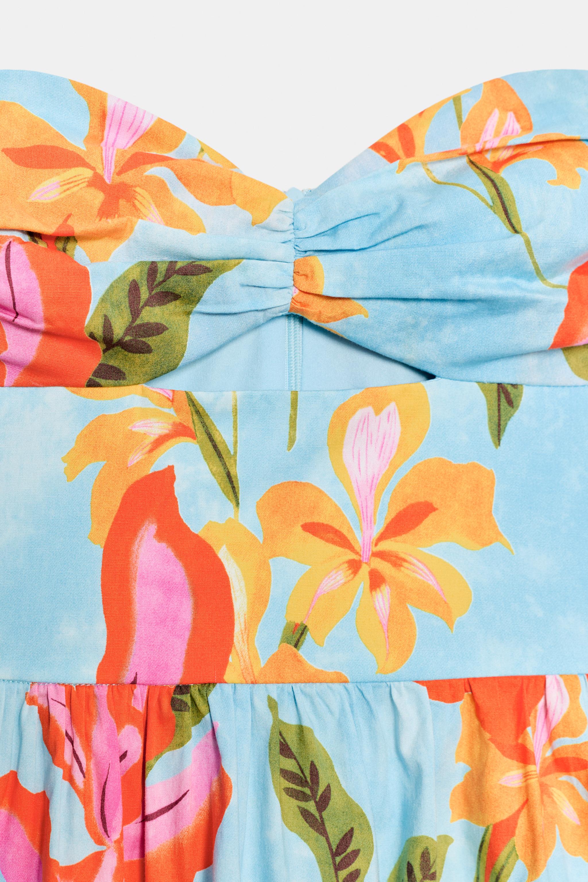 FLORAL POPLIN MIDI DRESS